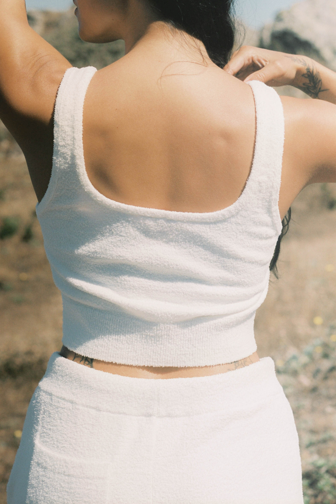 Recycled Boucle Cropped Tank - Ivory